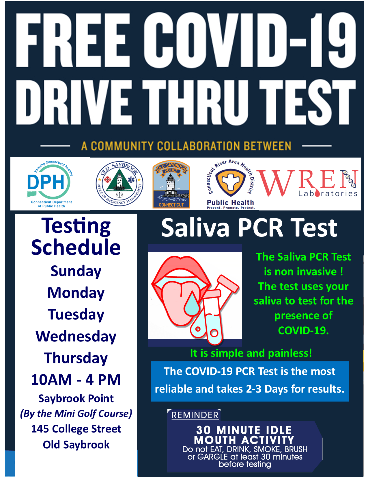 Drive Thru Testing - Old Saybrook - Week of 1-9-22